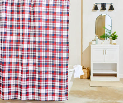 Winchester Red & Blue Plaid Polyester Shower Curtain Set