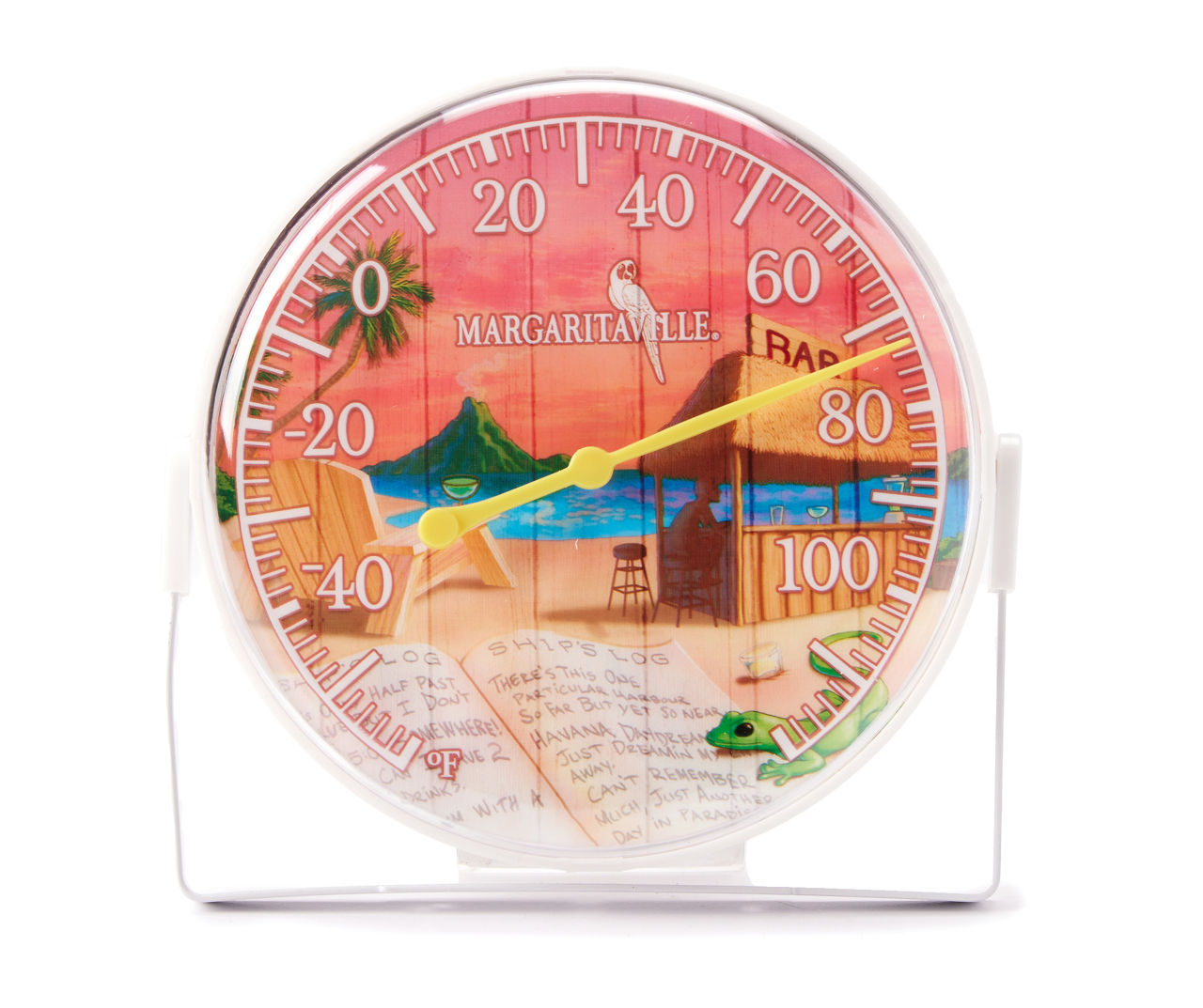 Margaritaville Pink Beach Scene Wall Indoor/Outdoor Analog Thermometer