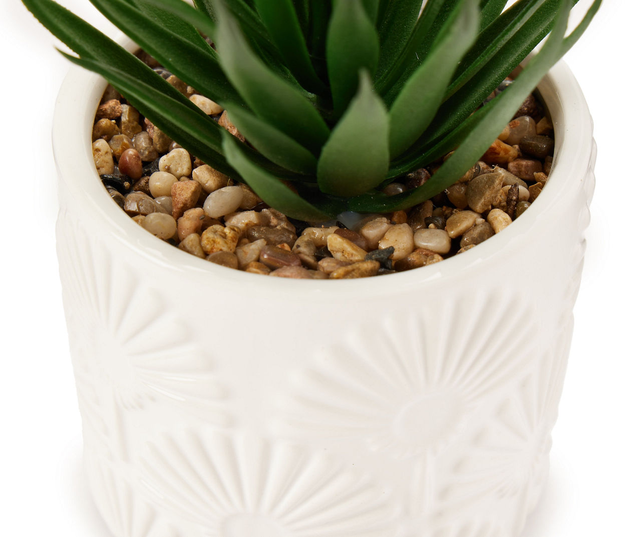 Artificial Succulent in Embossed Shell Ceramic Pot