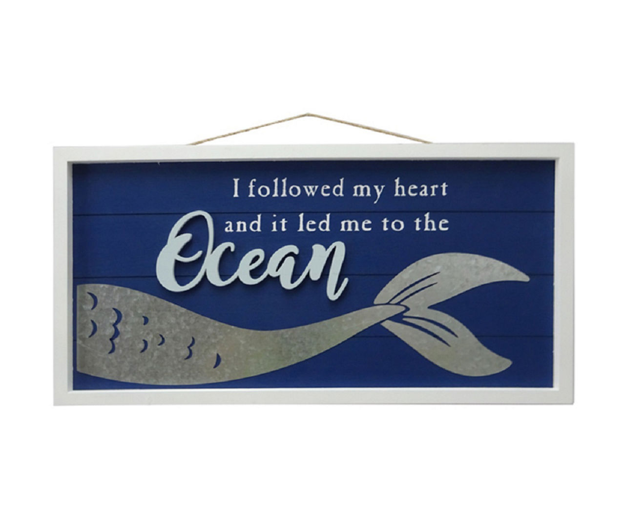 "Led Me To The Ocean" Mermaid Tail Framed Hanging Wall Decor