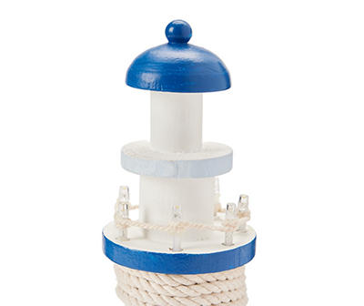Blue & White Lighthouse LED Tabletop Decor