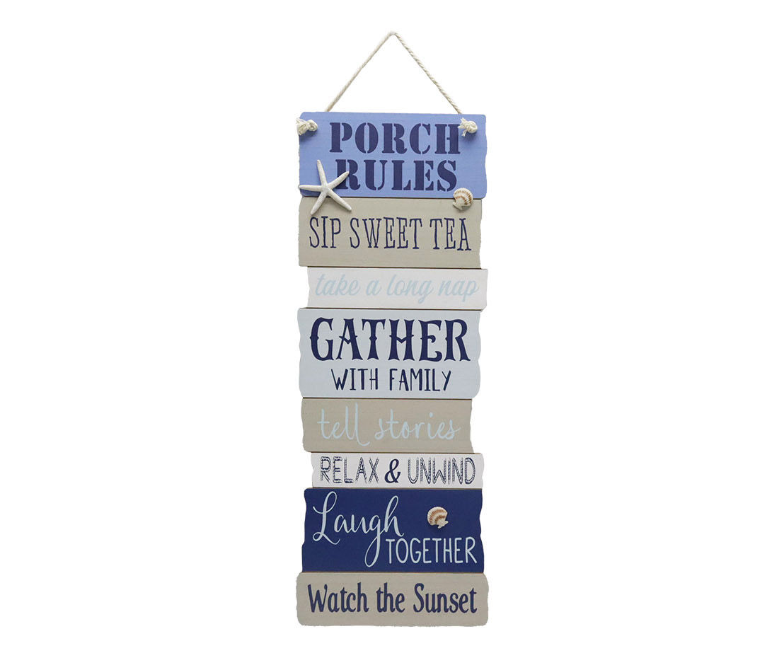 "Porch Rules" Shell & Starfish Hanging Wall Decor