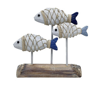 Fish In Rope On Driftwood Tabletop Decor