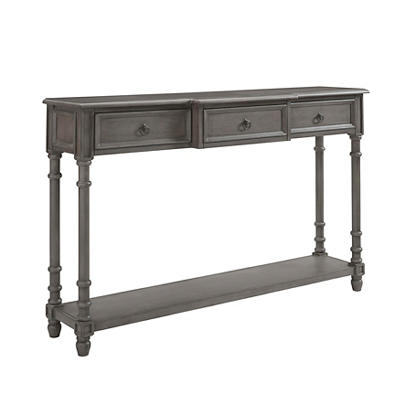 Gray Distressed 3-Drawer Entryway Console Table
