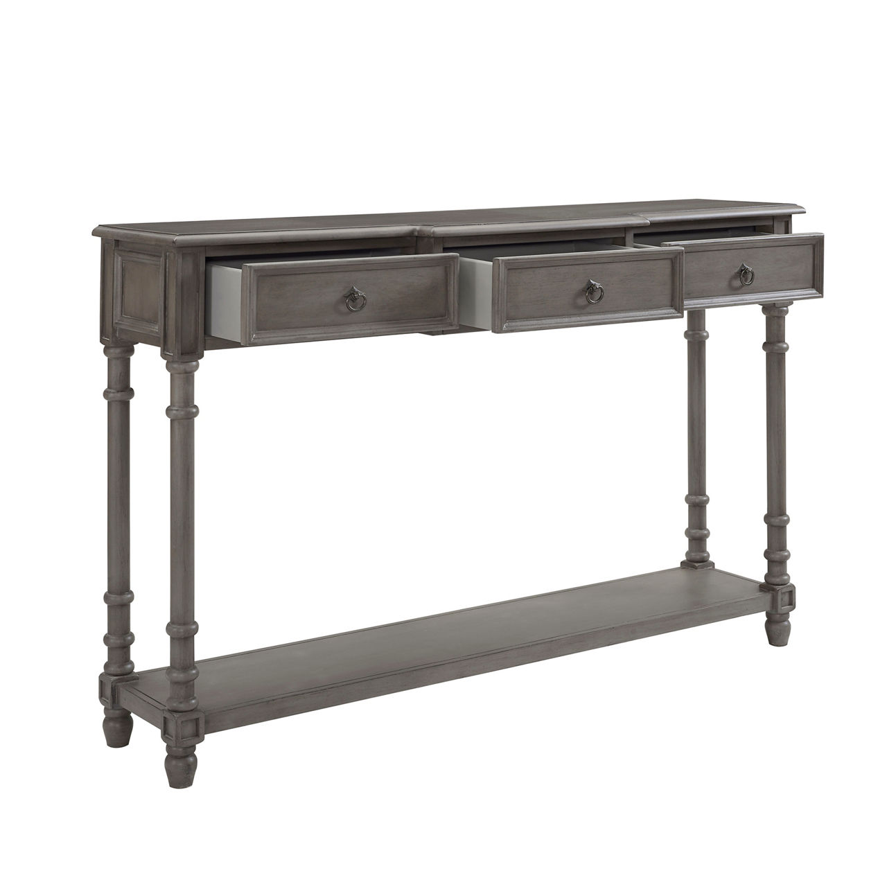 Gray Distressed 3-Drawer Entryway Console Table