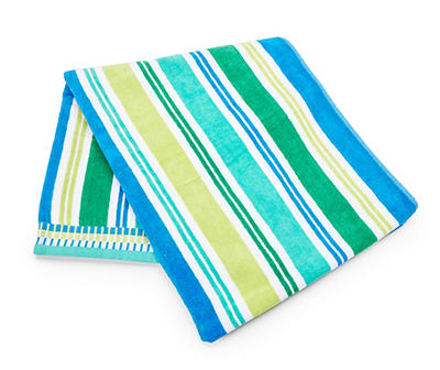 Blue & Green Stripe Cabana Beach Towel