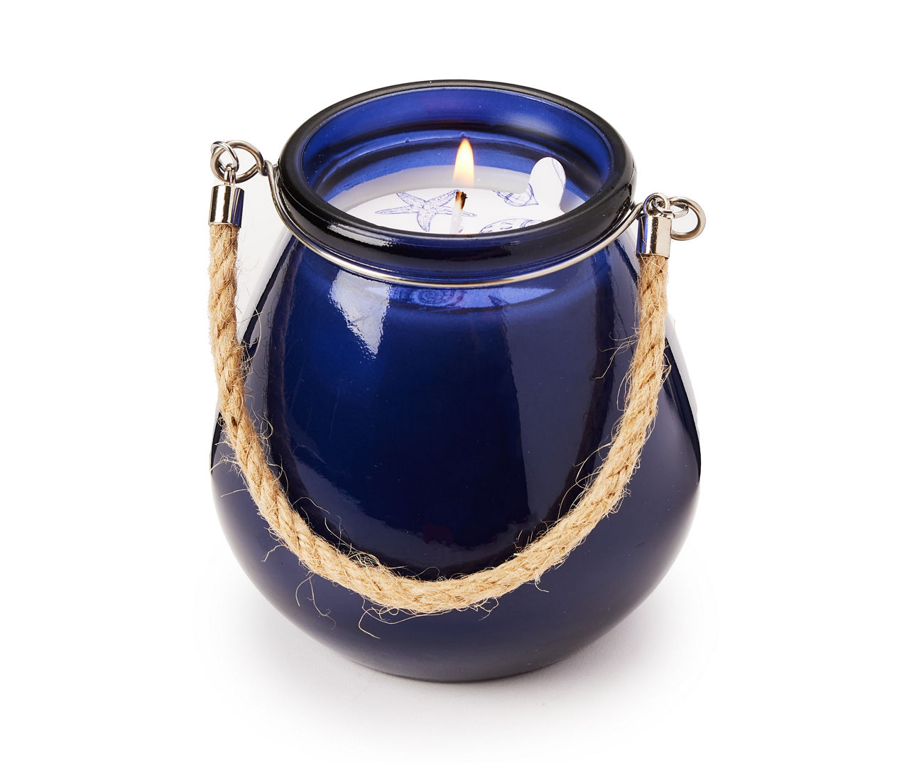 Real Living Grecian Getaway Mediterranean Sea Dark Blue Jar Candle With  Jute Rope, 15 oz.