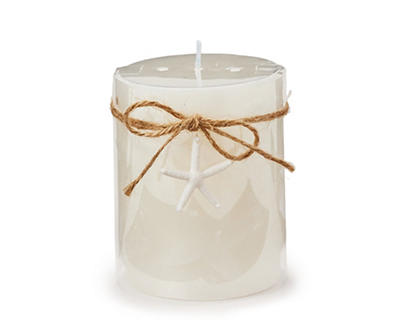Real Living Grecian Getaway White Shell Embossed Pillar Candle