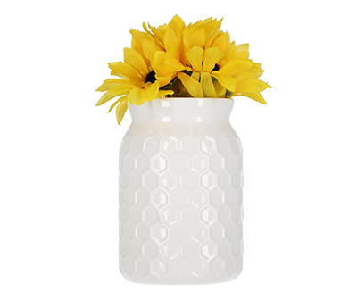 9" Artificial Sunflowers in Beehive Vase