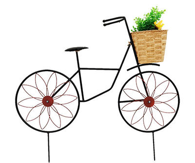 14.2" Flower Basket Bicycle Metal Yard Stake