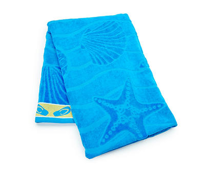 Blue Beach Stroll Flip-Flop Jacquard Beach Towel