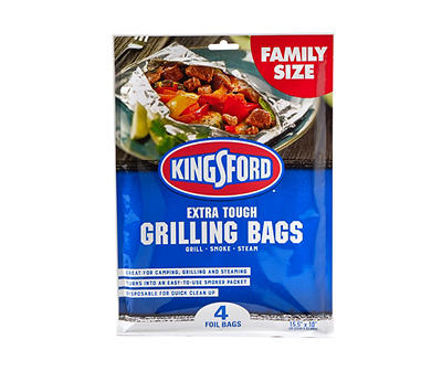 Extra Tough Family Size Foil Grilling Bags, 4-Pack