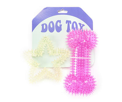 Pink Bone & Yellow Star Dental Dog Toy Set