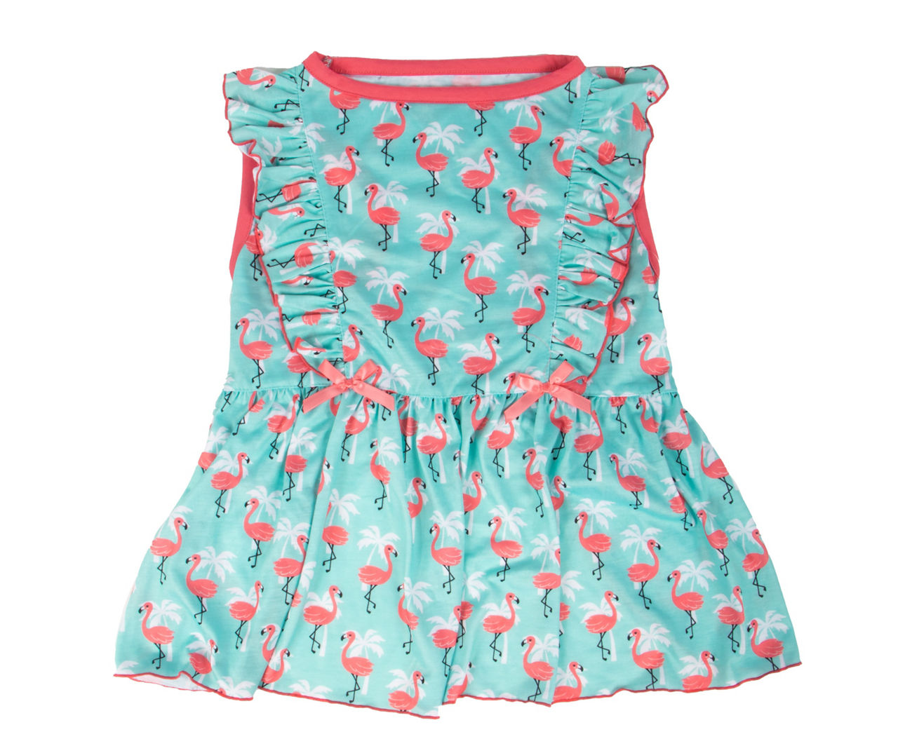 Pet X-Large Blue & Pink Flamingo Ruffle Dress