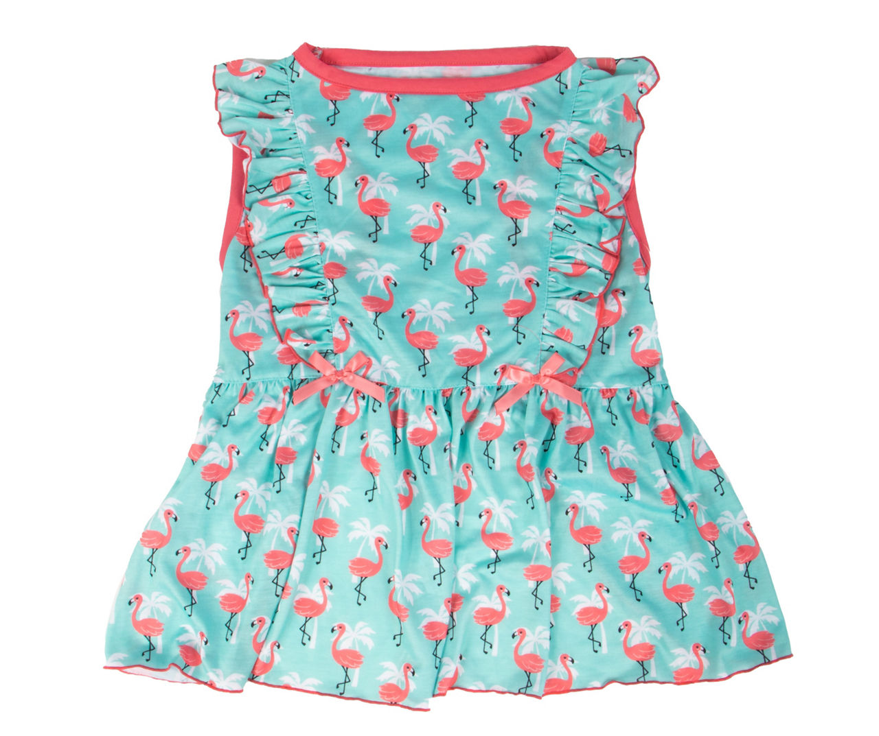 Pet Small Blue & Pink Flamingo Ruffle Dress