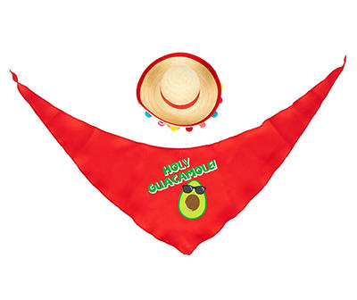 Pet Sombrero Hat & Red Bandana Set
