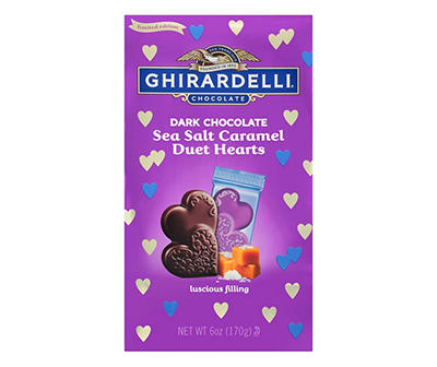 Dark Chocolate Sea Salt Caramel Duet Hearts, 6 Oz.