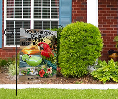 "No Working" Red & Green Parrot Garden Flag