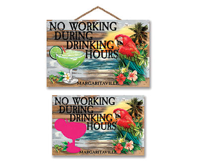 "No Working Red, Blue & Green Parrot Hanging Plaque