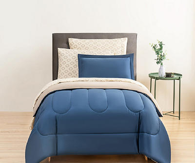 Real Living Navy & Tan Bed-in-a-Bag Set