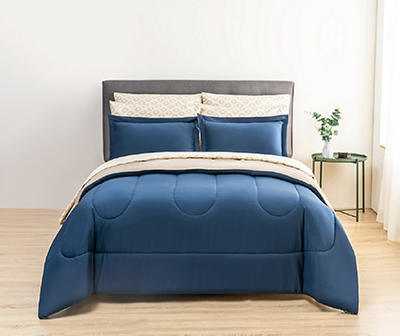 Real Living Navy & Tan Bed-in-a-Bag Set