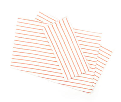 Real Living White & Coral Stripe Microfiber Sheet Set