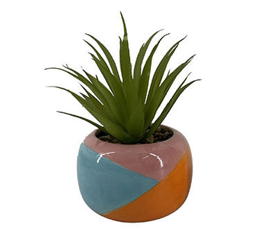 Real Living Blossom Green Artificial Succulent With Ceramic Pot