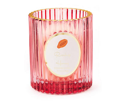Blossom Rosehip Honey Dark Pink Ribbed Jar Candle, 5.5 oz.