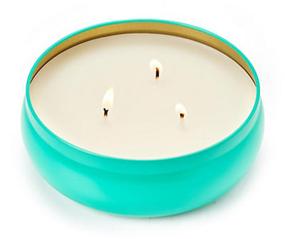 Blossom Green Apple & Fig Teal Medallion 3-Wick Tin Candle, 12 oz.
