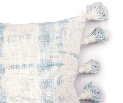 Grecian Getaway Kelly White & Blue Shibori Stripe Rectangle Throw Pillow