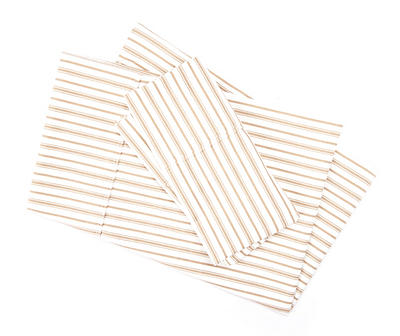 Tan & White Stripe Queen 4-Piece Microfiber Sheet Set