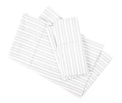 Gray & White Stripe Queen 4-Piece Microfiber Sheet Set