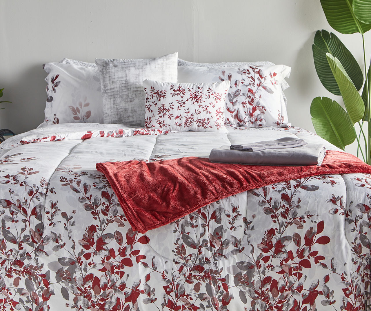 Real Living Red & Gray Bed-in-a-Bag Bedding Set