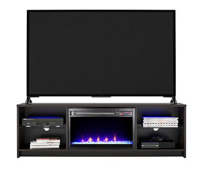 60" Crystal Espresso Electric Fireplace Console with LED Lighting