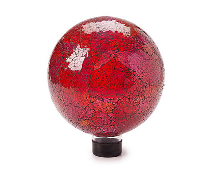 8" Red, Purple & Orange Mosaic Glass Gazing Ball