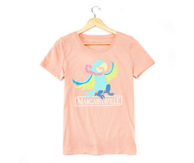 Margaritaville Women's Coral Almond Parrot Graphic Tee