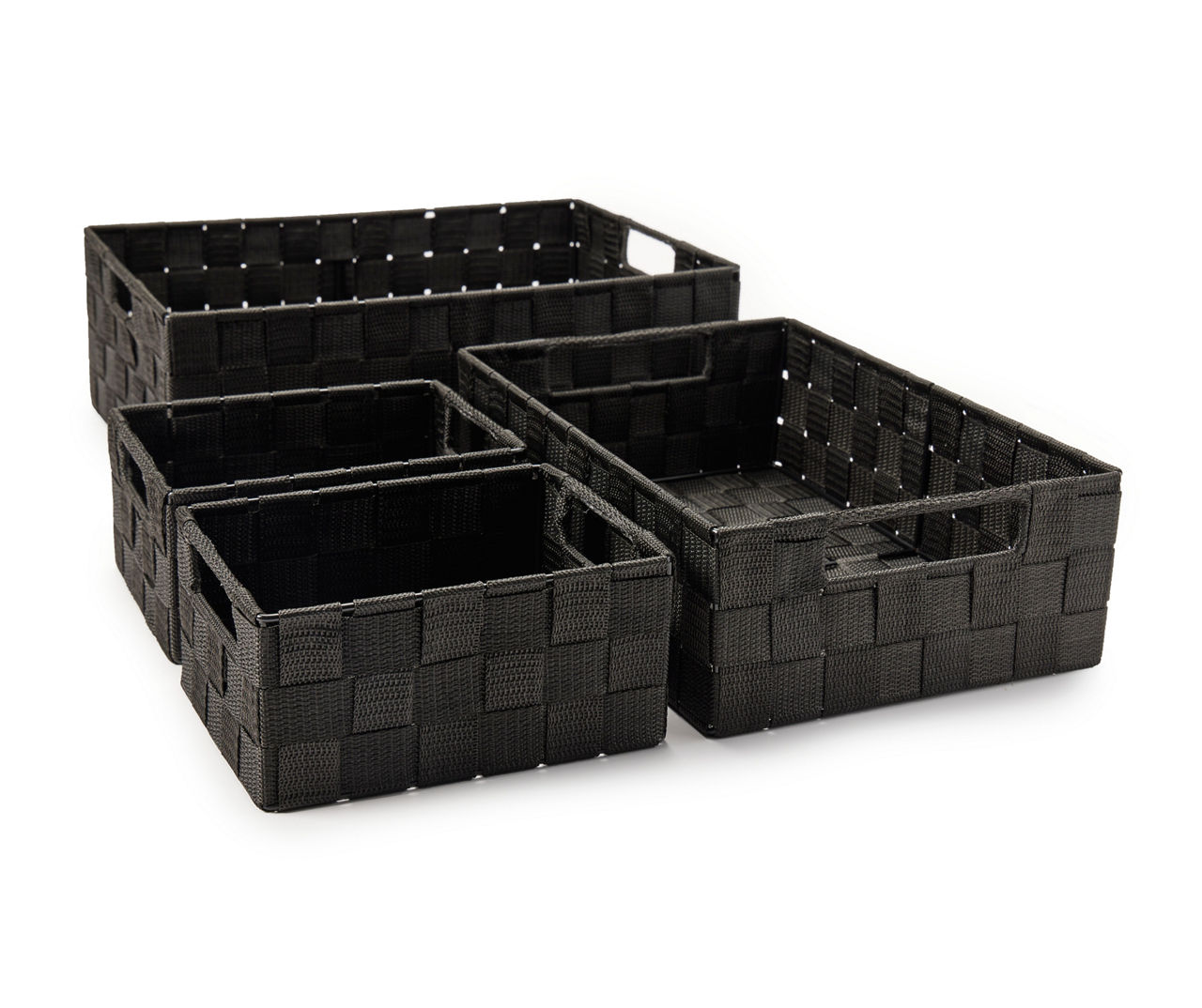 Fun Express 4 PC 10 Black Hexagon Woven Storage Baskets with Lid