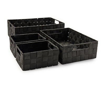 Black Woven Strap Storage Bins, 4-Pack