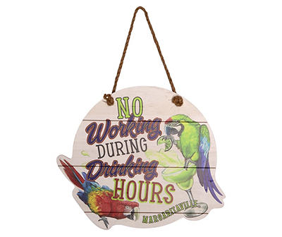 Drinking Hours' White & Multi-Color Parrot Round Wall Plaque