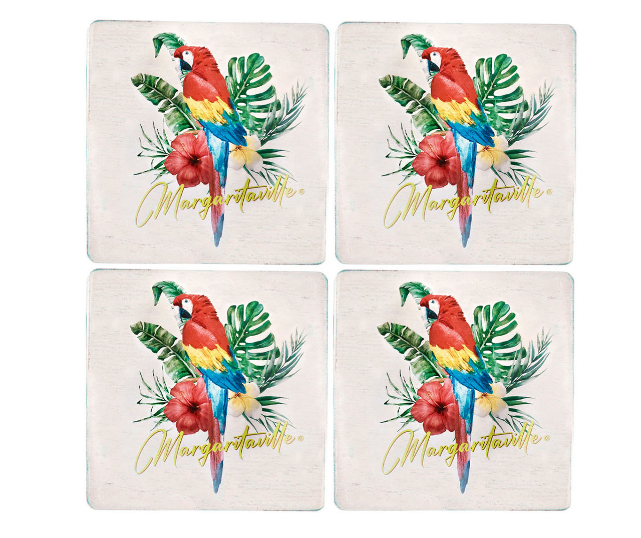 Margaritaville White & Turquoise Parrot Coasters, 4Pack Big Lots