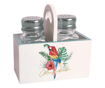 White & Turquoise Parrot Salt & Pepper Shaker Set
