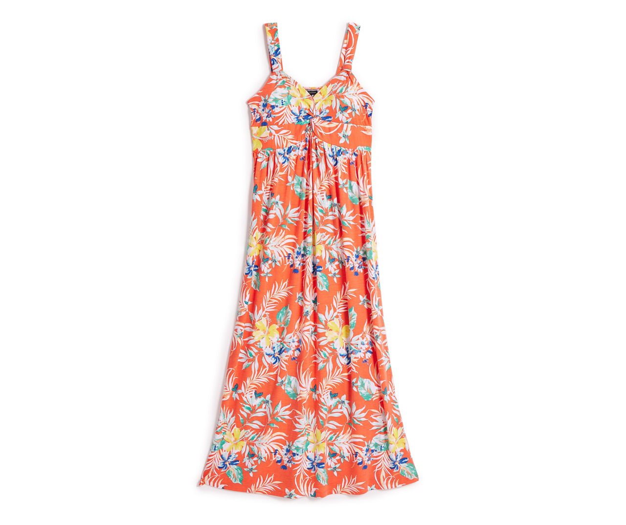 Women's Size M Coral Floral Twist-Front Maxi Dress