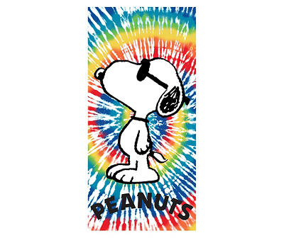 Rainbow Snoopy Tie-Dye Beach Towel