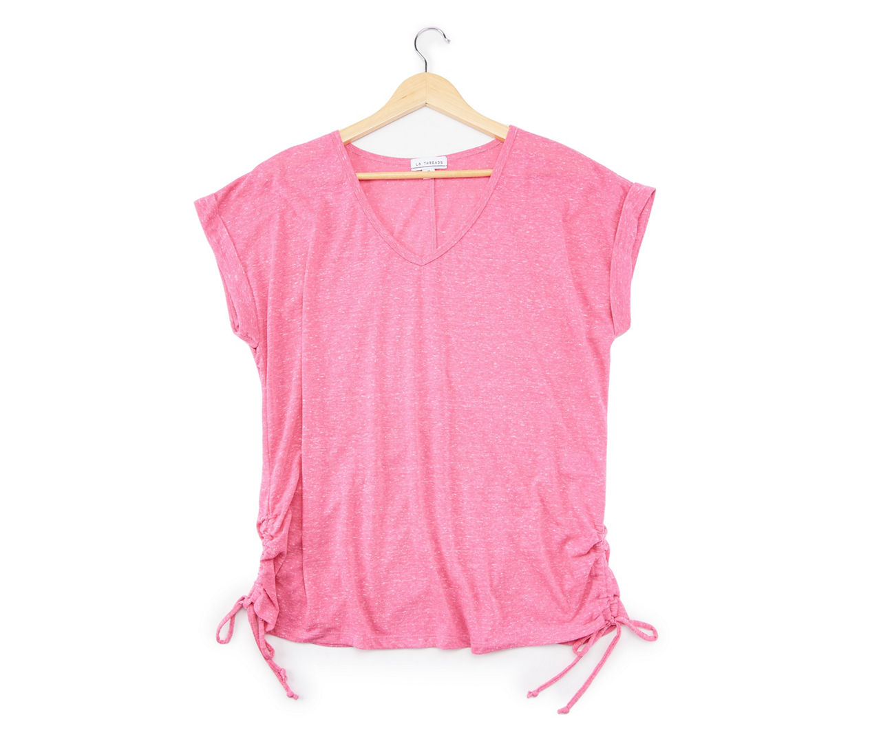 Women's Size M Bright Berry Pink Cap-Sleeve V-Neck Tee