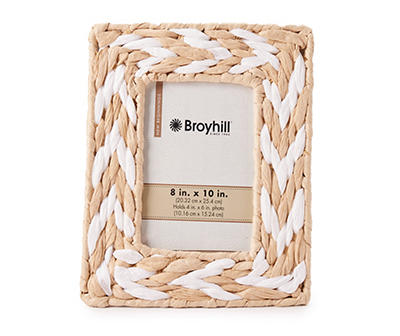 New Beginnings Brown & White Woven Chevron Picture Frame, (4
