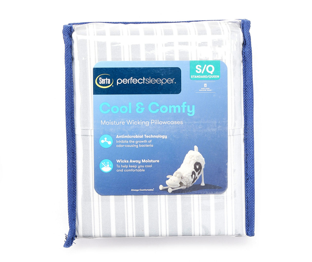 Serta Perfect Sleeper Gray & White Stripe Standard Pillowcases, 2Pack