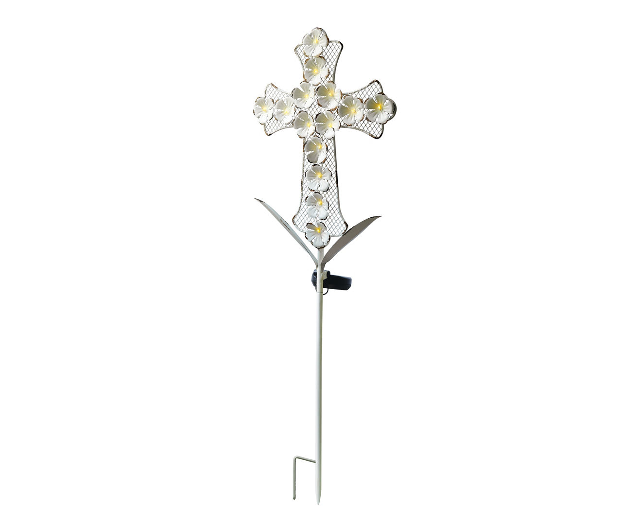 Real Living White Floral Cross Solar Yard Stake Big Lots