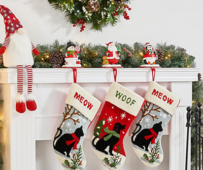 Glitzhome Santa, Snowman & Penguin 3-Piece Resin Stocking Holder Set ...