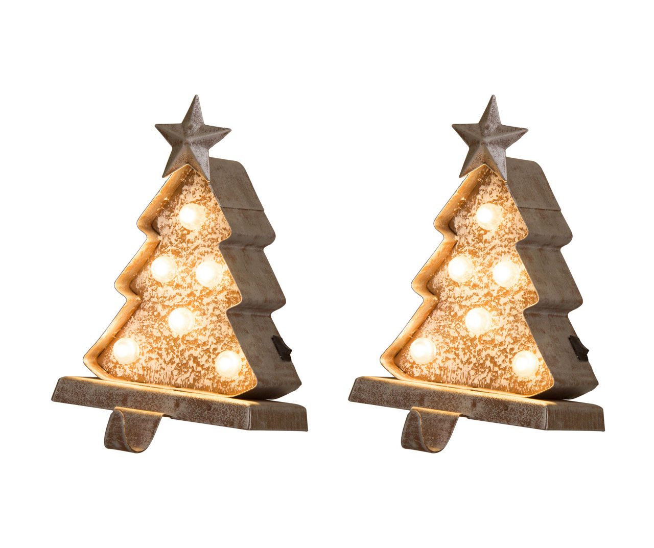 Glitzhome Galvanized Tree LED Stocking Holders, 2Pack Big Lots