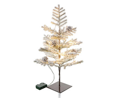 2' Flocked Upswept Wrapped Pre-Lit LED Artificial Christmas Tree